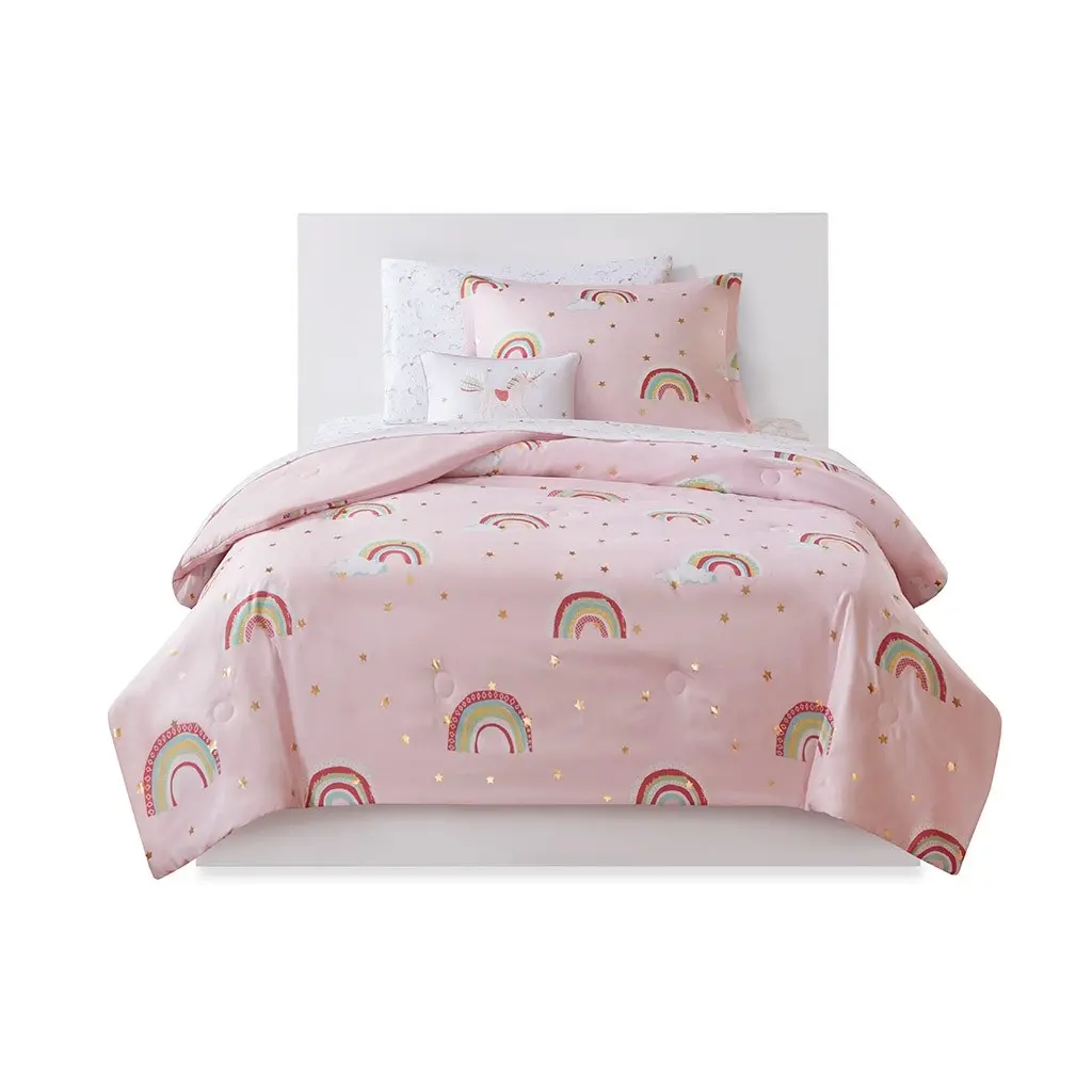 Alicia Pink Twin 5-Piece Comforter Set-1