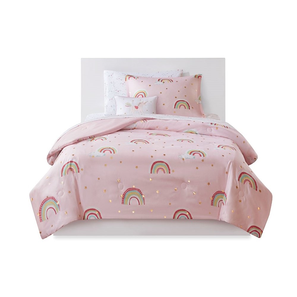 Alicia Pink Twin 5-Piece Comforter Set