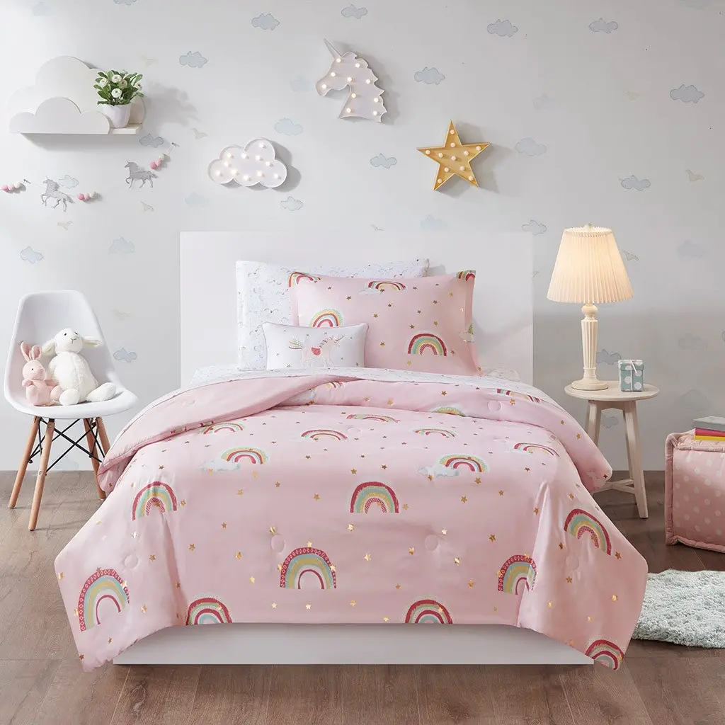 Alicia Pink Twin 5-Piece Comforter Set-2