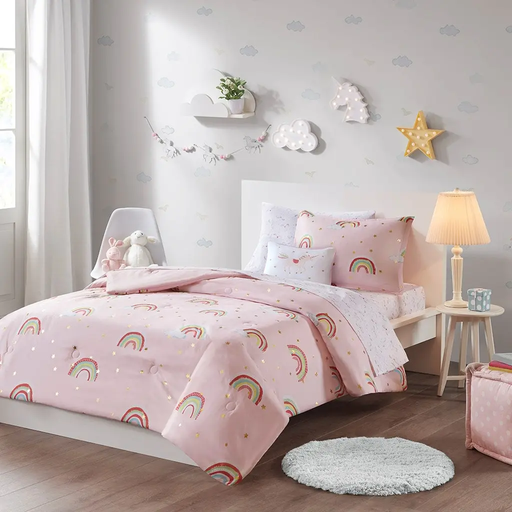 Alicia Pink Twin 5-Piece Comforter Set-3