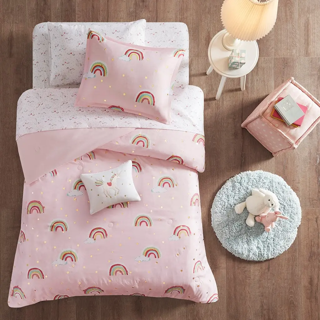 Alicia Pink Twin 5-Piece Comforter Set-4
