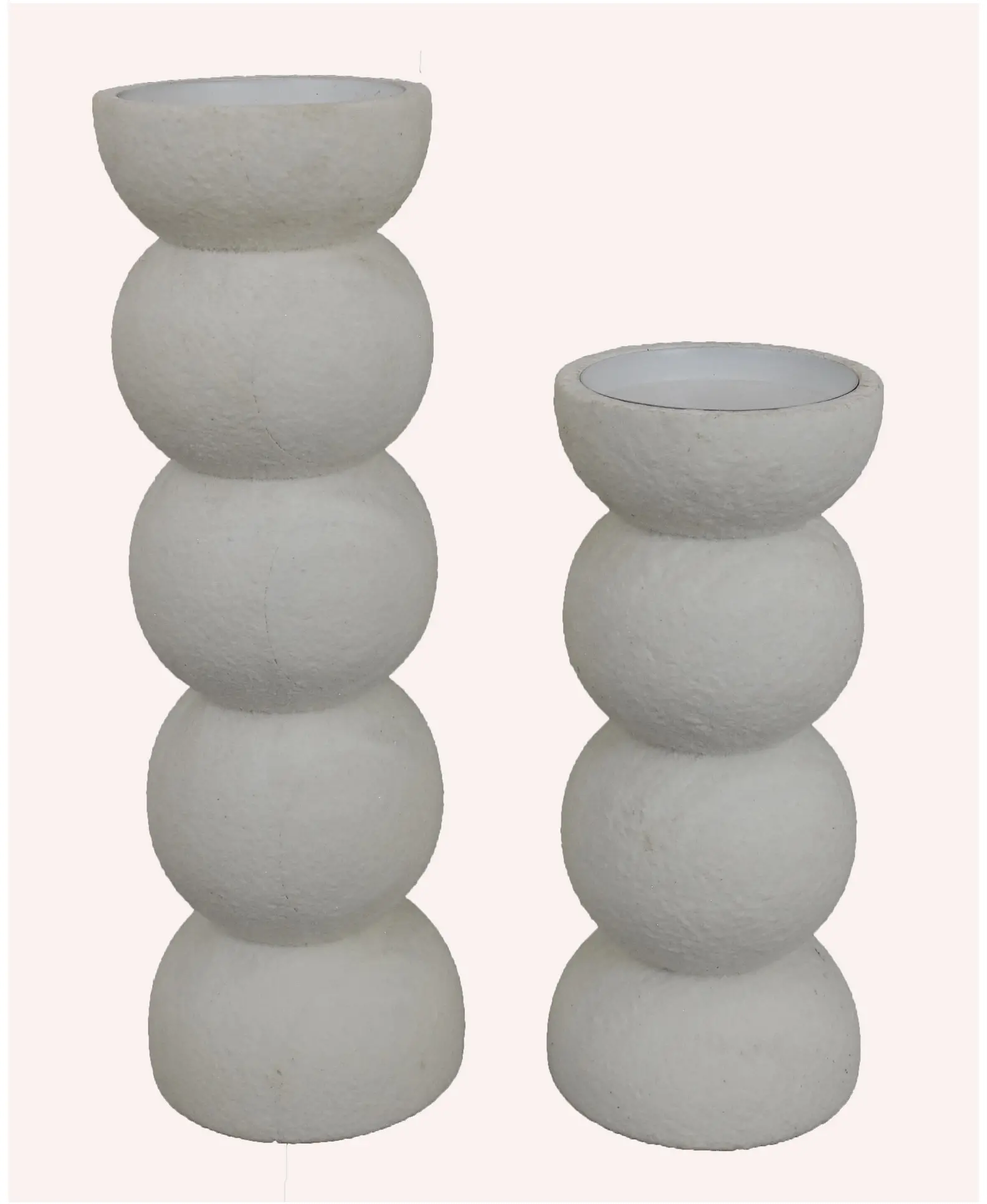 Off White Set of Two Candle Holders-1