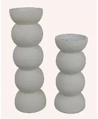 Off White Set of Two Candle Holders