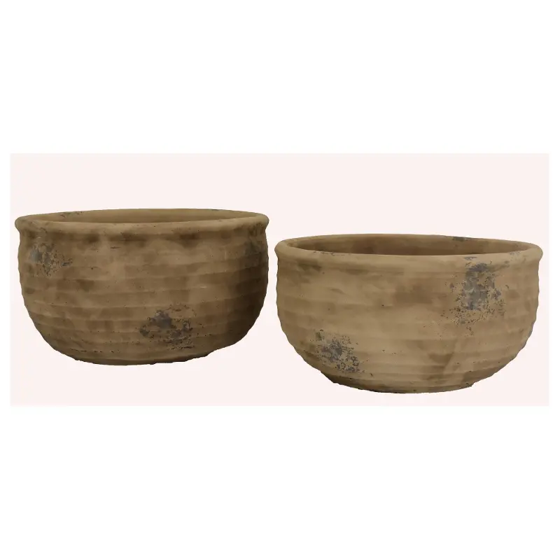 Round Rustic Planters Set of 2