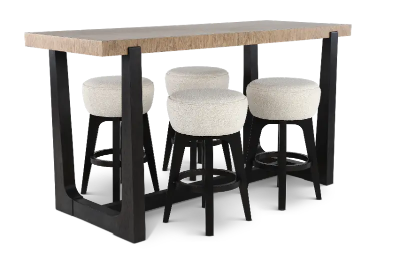 Sudbury Natural and Dark Brown Bar Height 5 Piece Dining Set