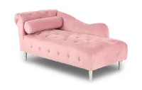 Velvet Pink Upholstered Youth Chaise