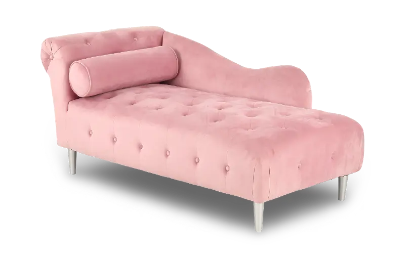 Velvet Pink Upholstered Youth Chaise