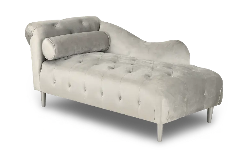 Velvet Silver Upholstered Youth Chaise
