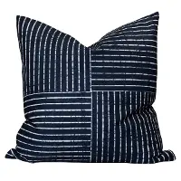 Norman Wyatt Black and White Stripe Down Accent Pillow