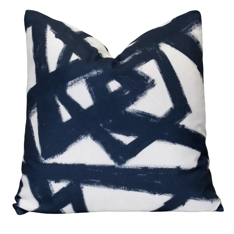 Norman Wyatt Navy and White Down Pillow