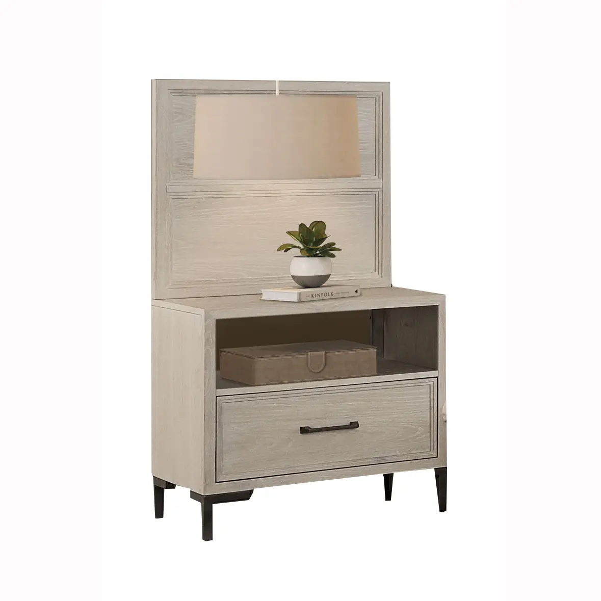 Wallburg Off-White Nightstand with Back Panel-1