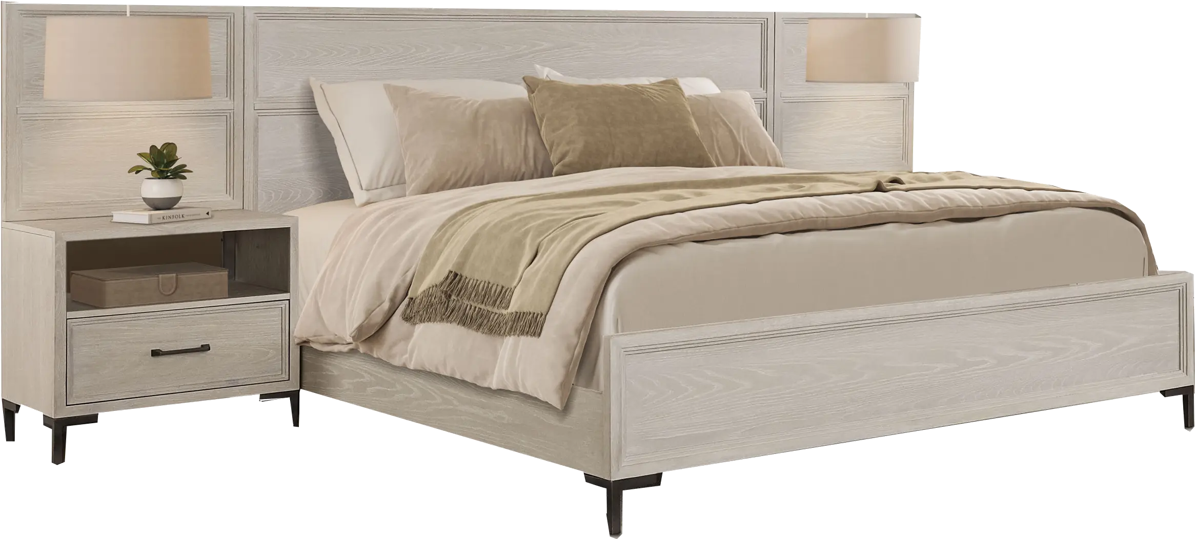 Wallburg Off-White Queen Platform Wall Bed-1