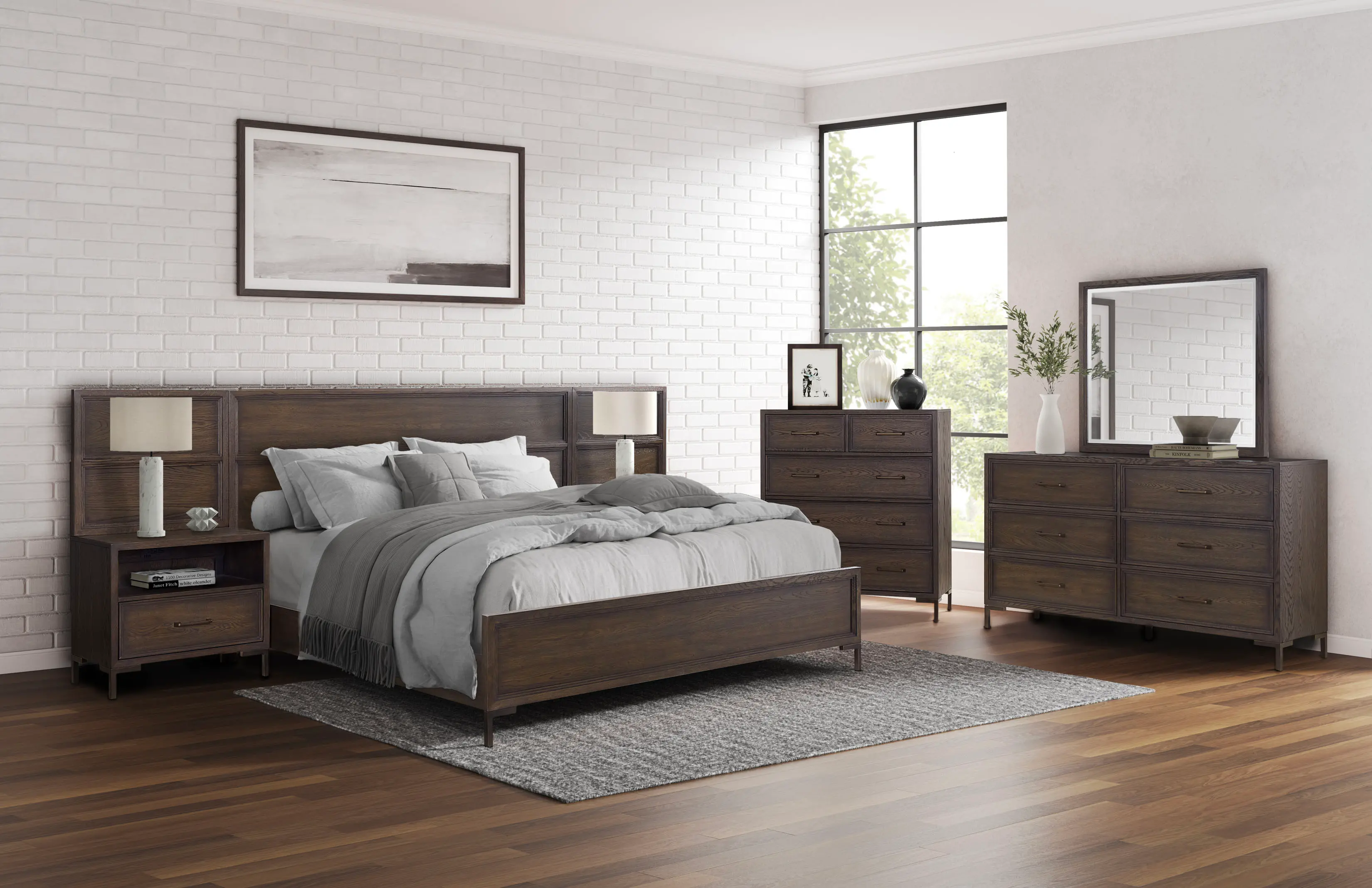 Wallburg Dark Brown Queen Platform Wall Bed-2