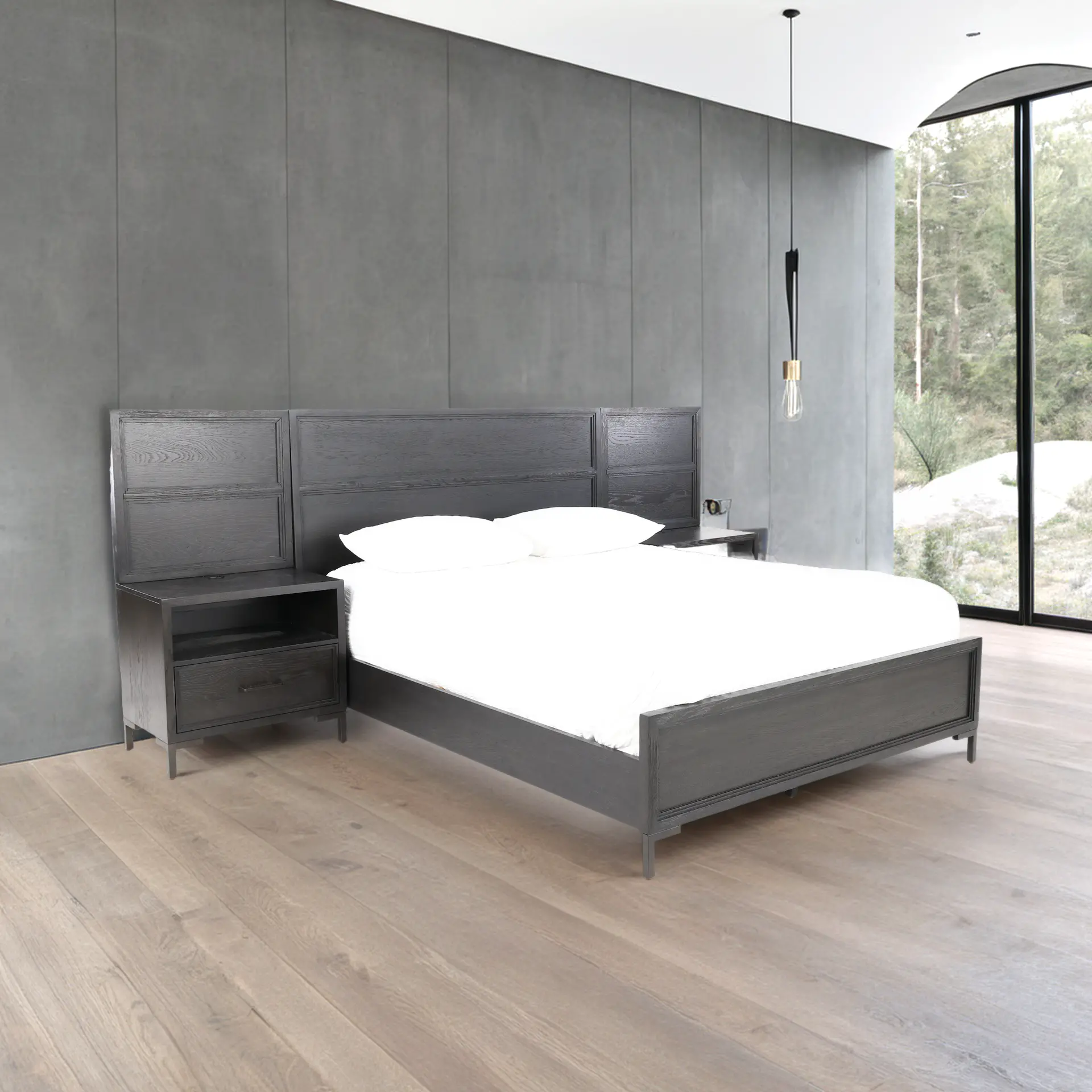 Wallburg Dark Brown King Platform Wall Bed-11