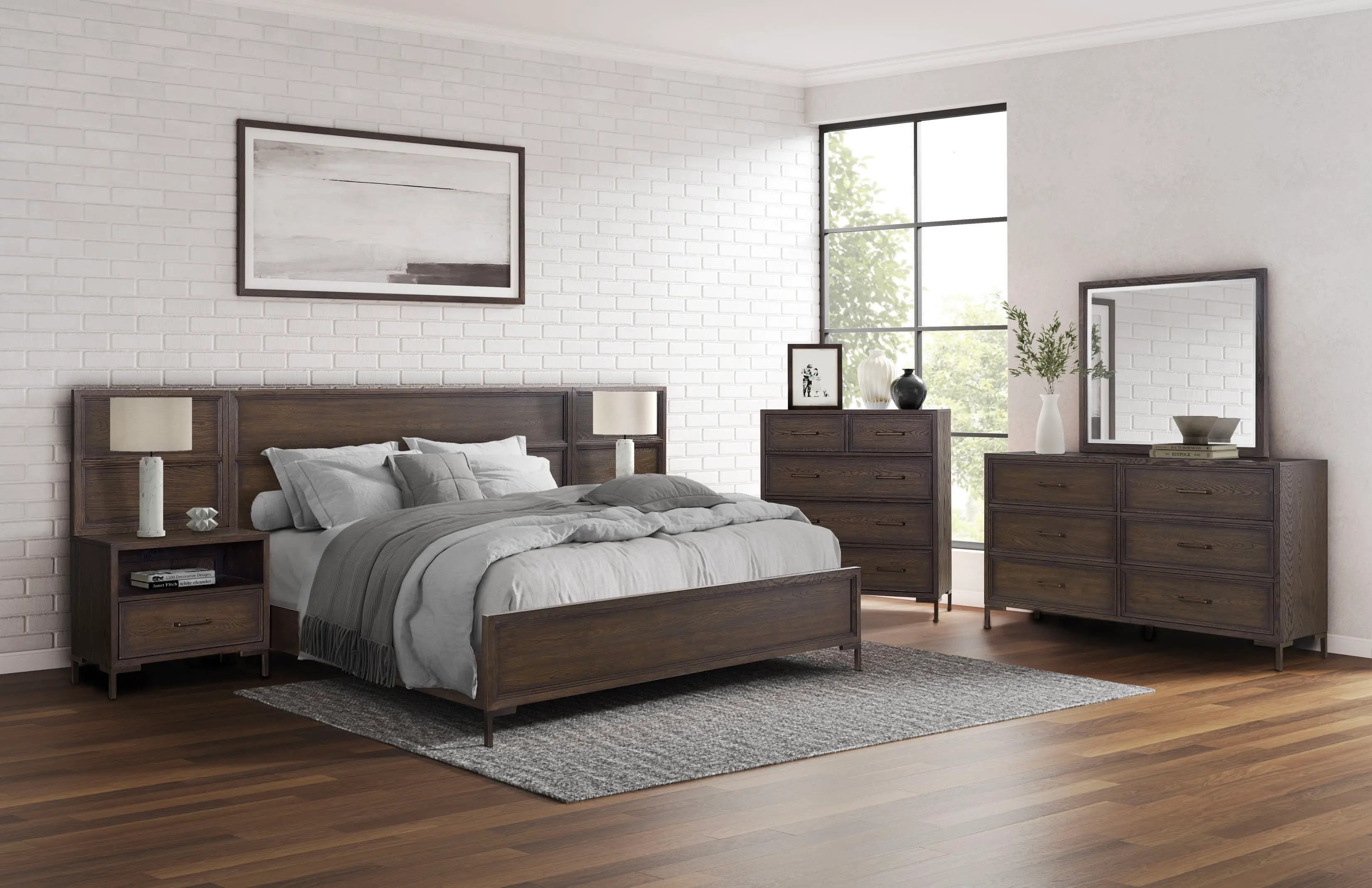 Wallburg Dark Brown King Platform Wall Bed-2