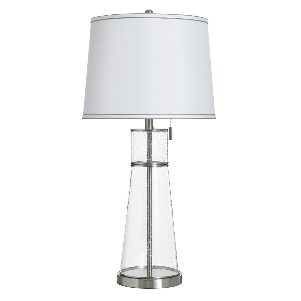 33" Clear Seeded Glass Table Lamp