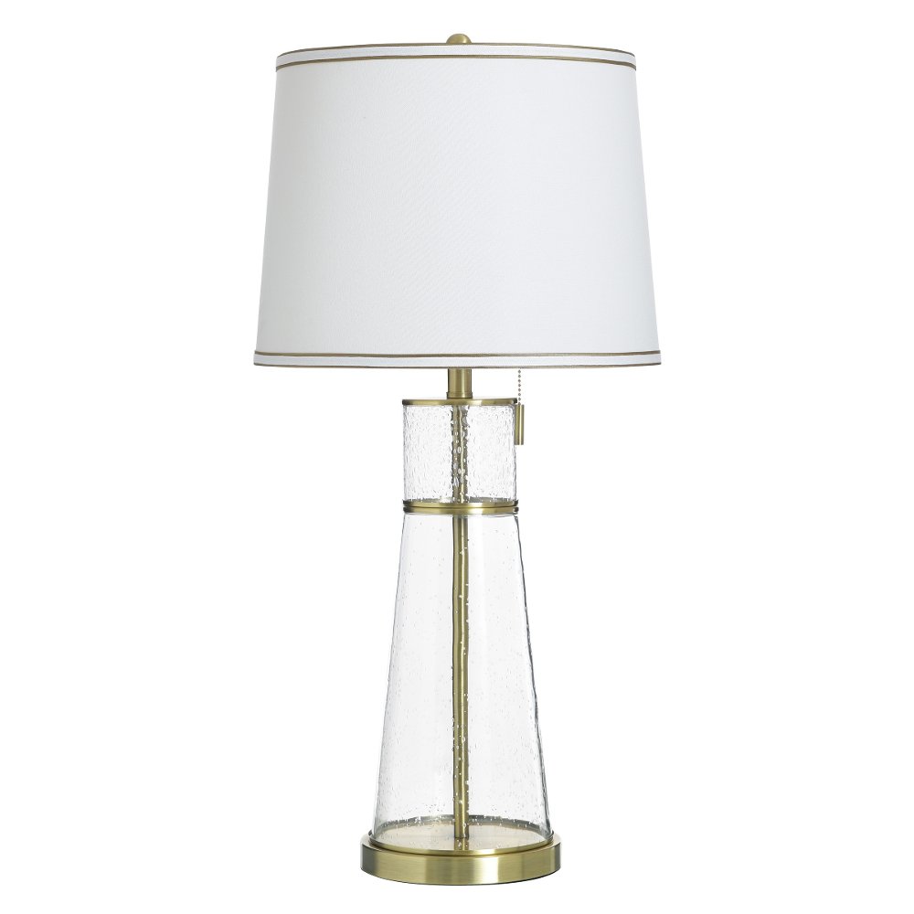 33" Antique Brass Seeded Glass Table Lamp
