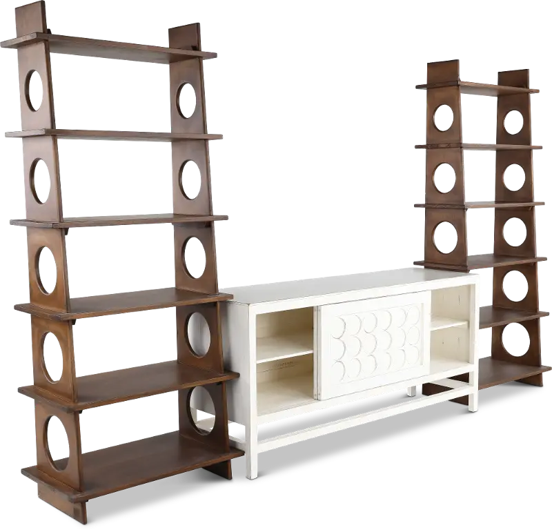 Marabella Circles White and Brown Entertainment Center