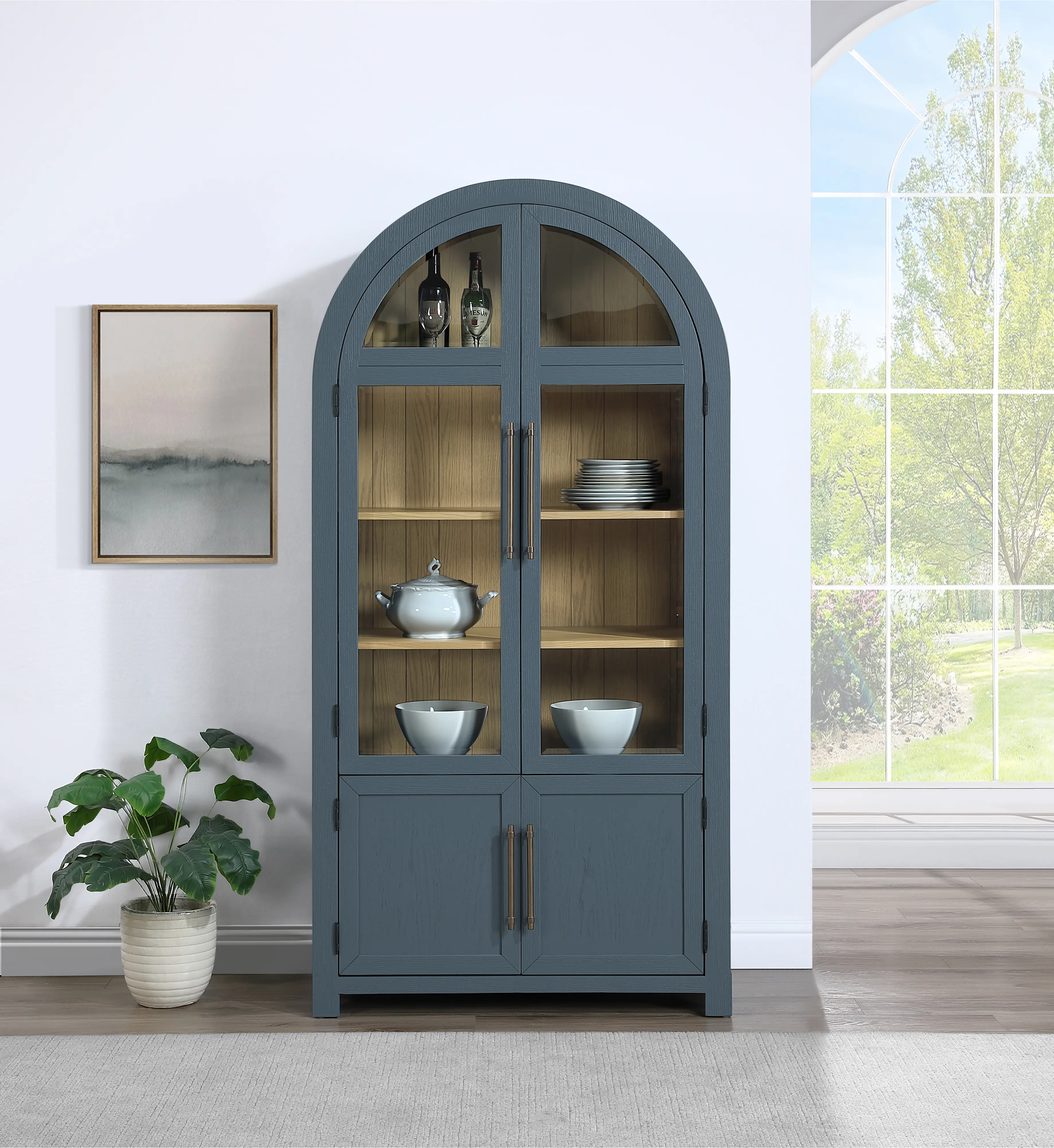 Magnolia Blue and Natural Curio Cabinet-1