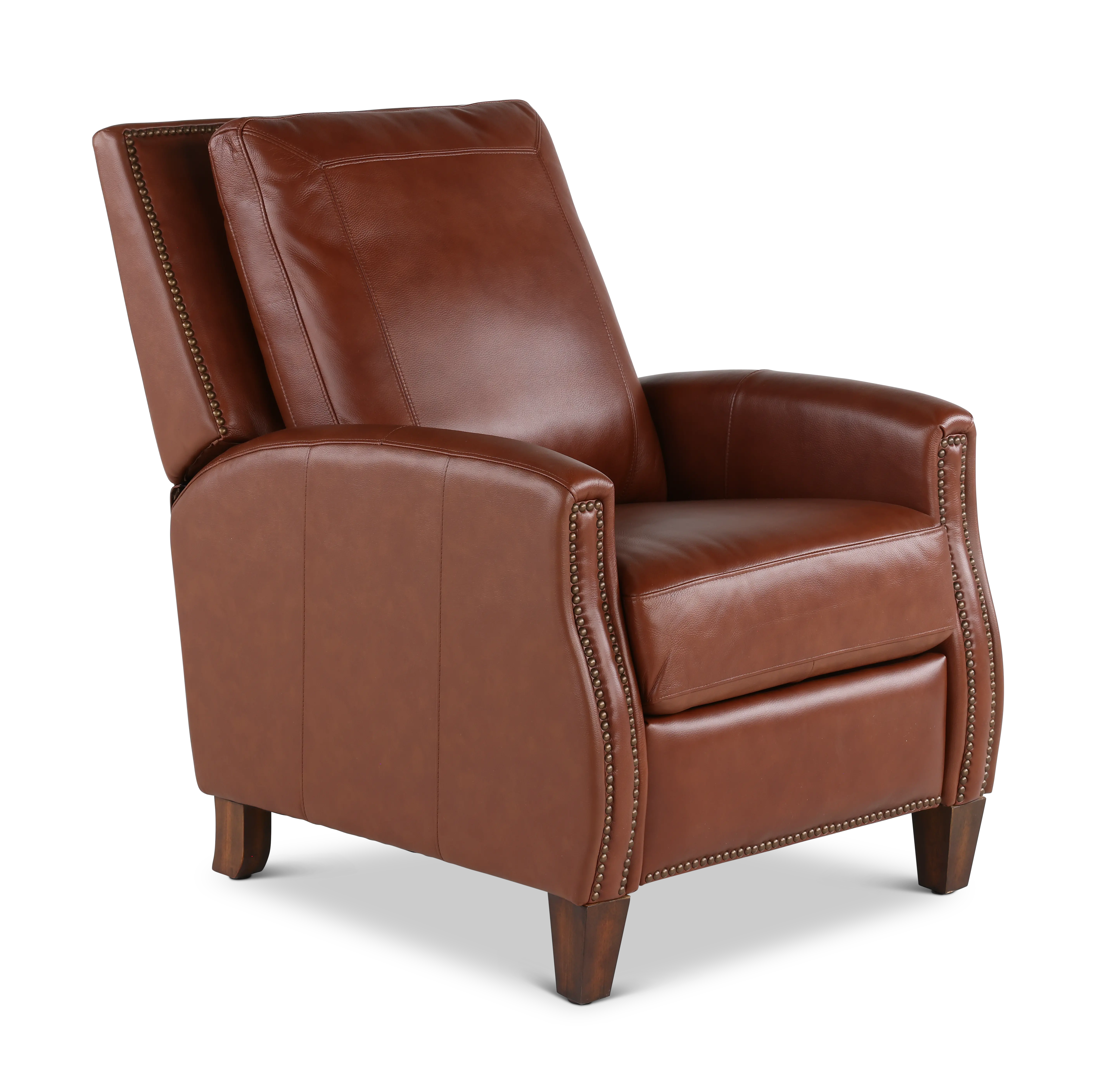Hunter Chestnut Brown Pushback High-Leg Recliner-1