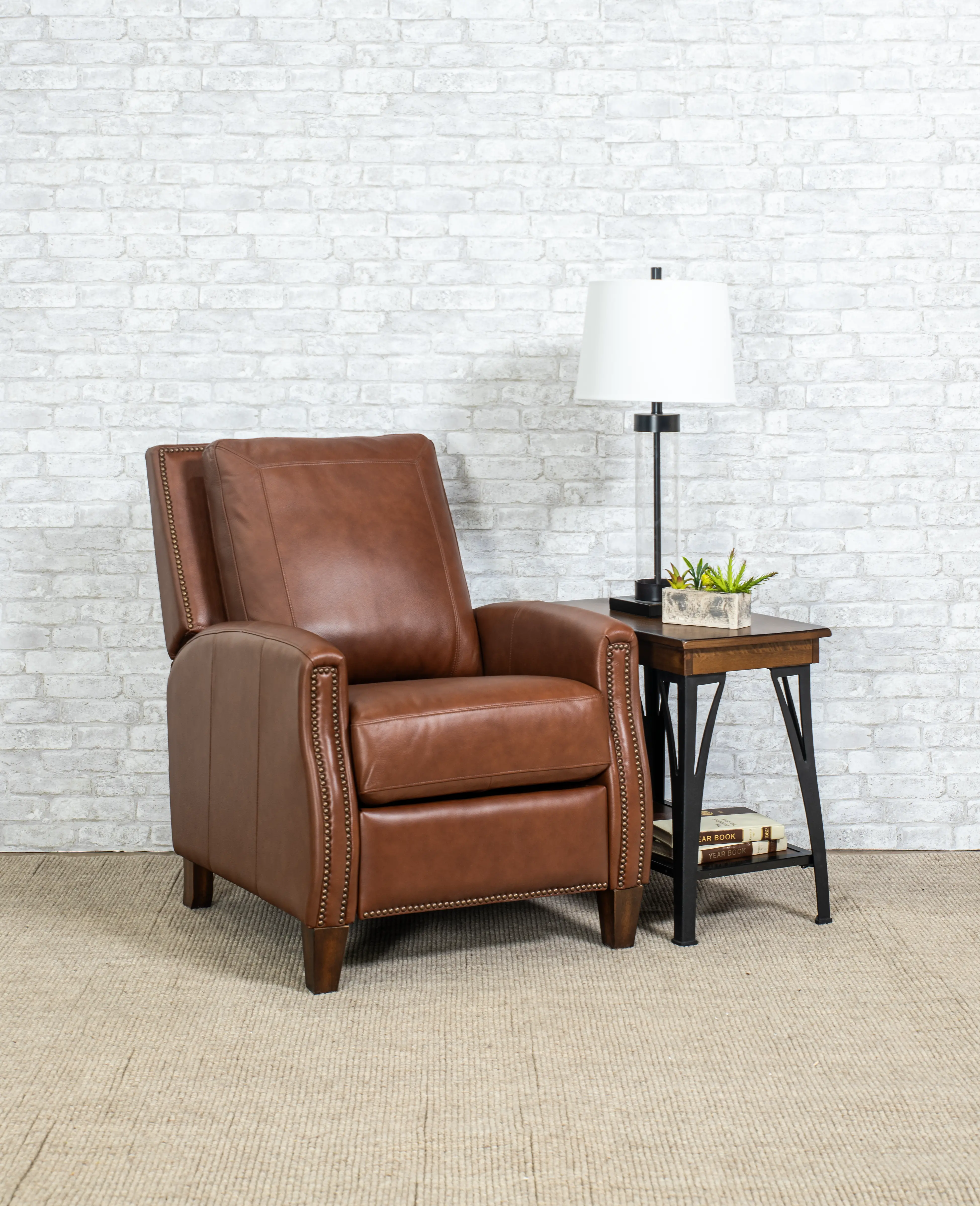Hunter Chestnut Brown Pushback High-Leg Recliner-2