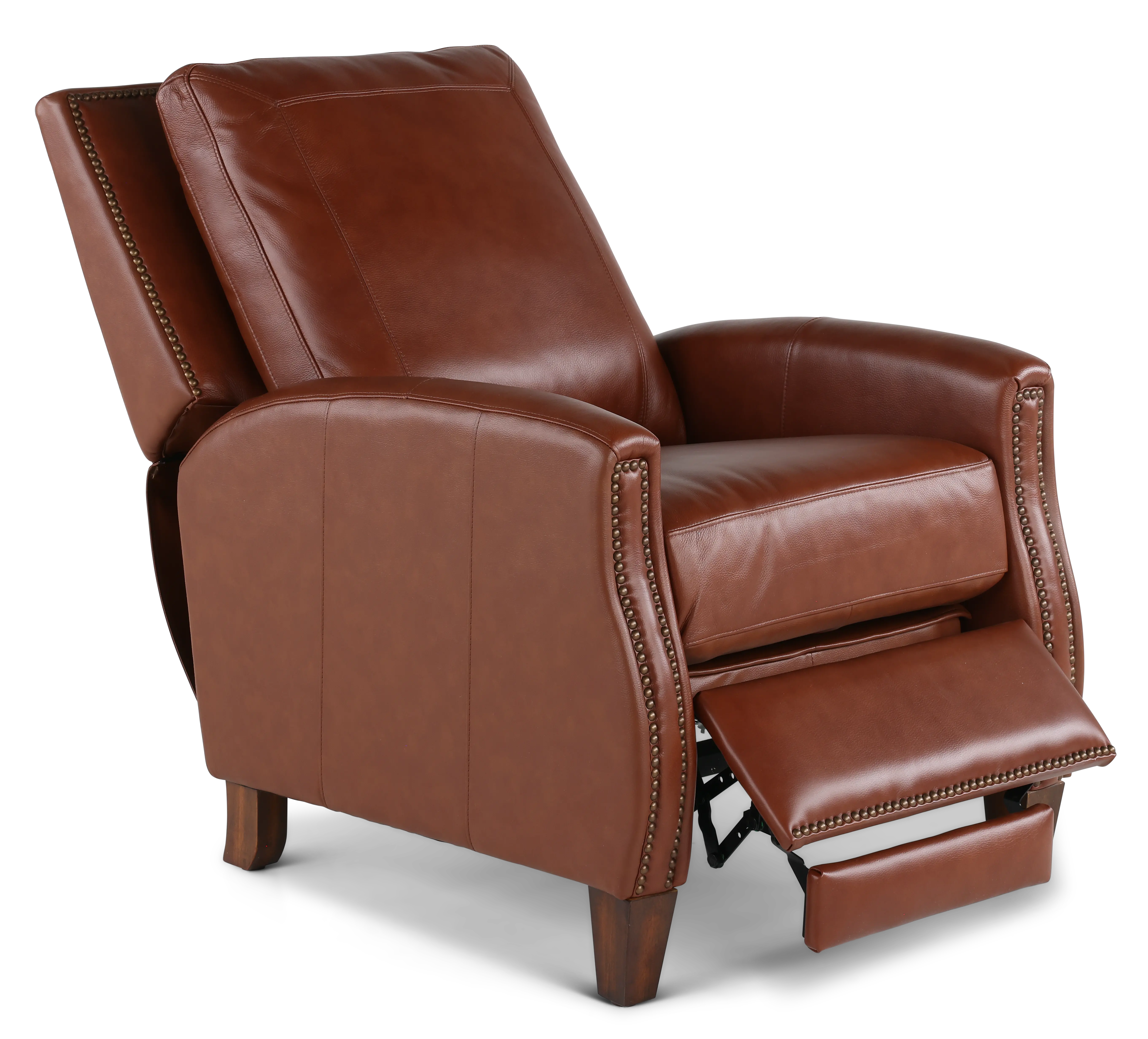Hunter Chestnut Brown Pushback High-Leg Recliner-6
