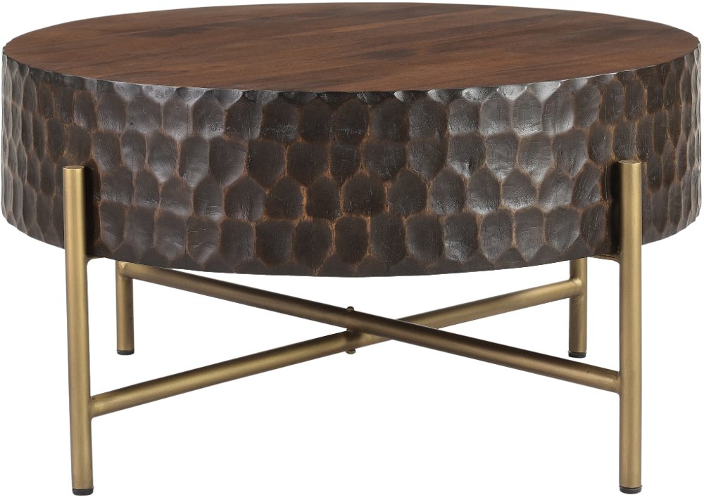 Santa Cruz Antique Bronze and Brown Coffee Table