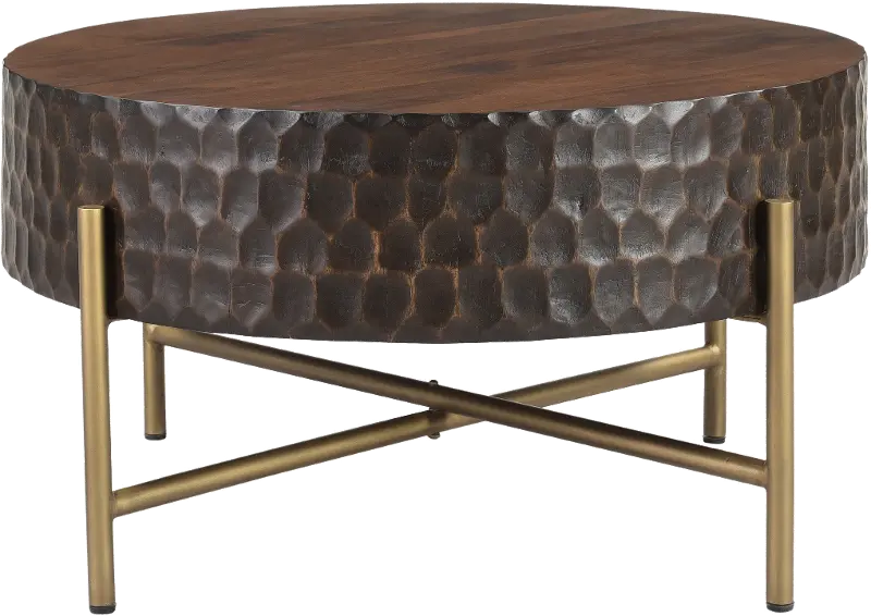 Santa Cruz Antique Bronze and Brown Coffee Table