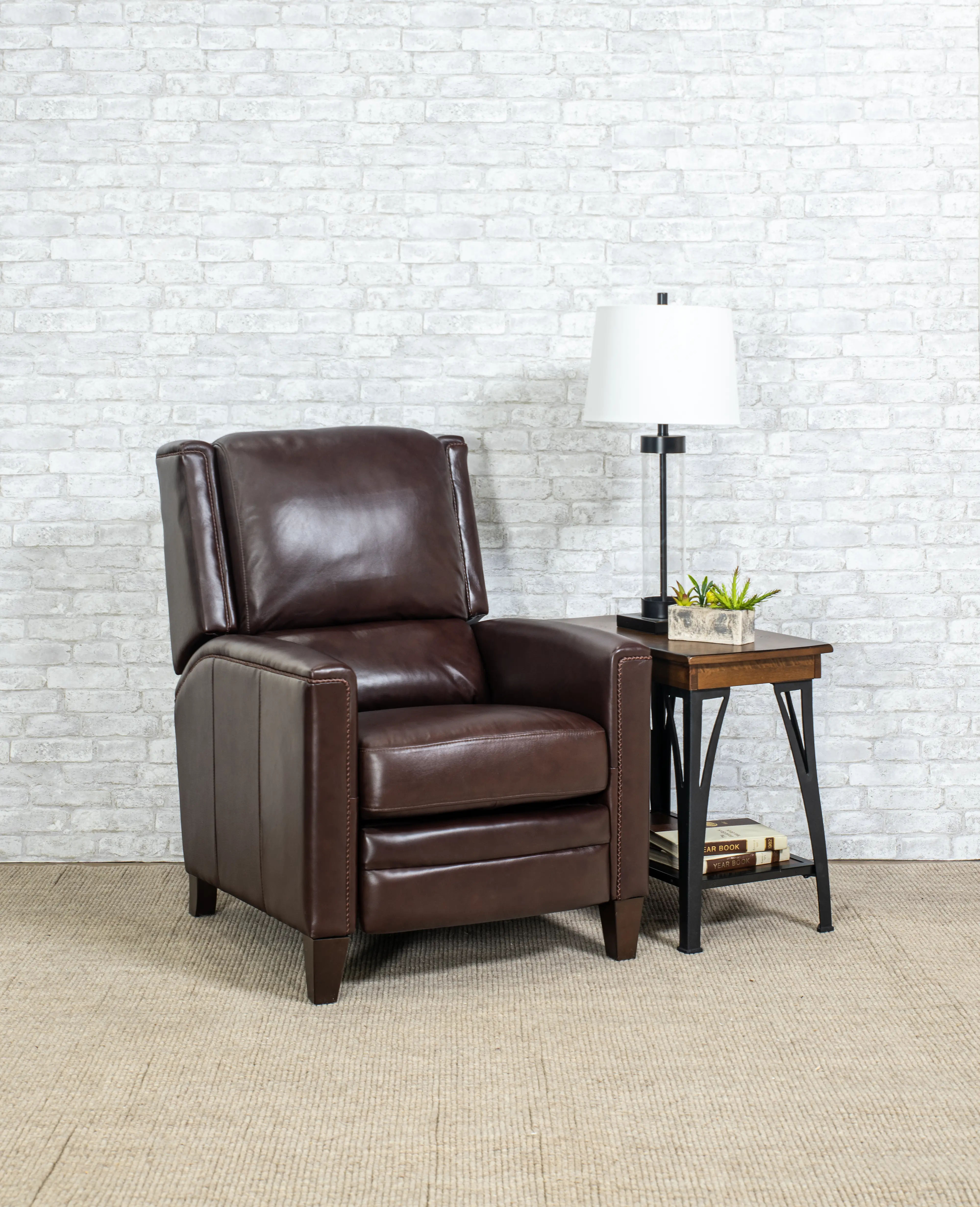 Connor Espresso Dark Brown Pushback High-Leg Recliner-2