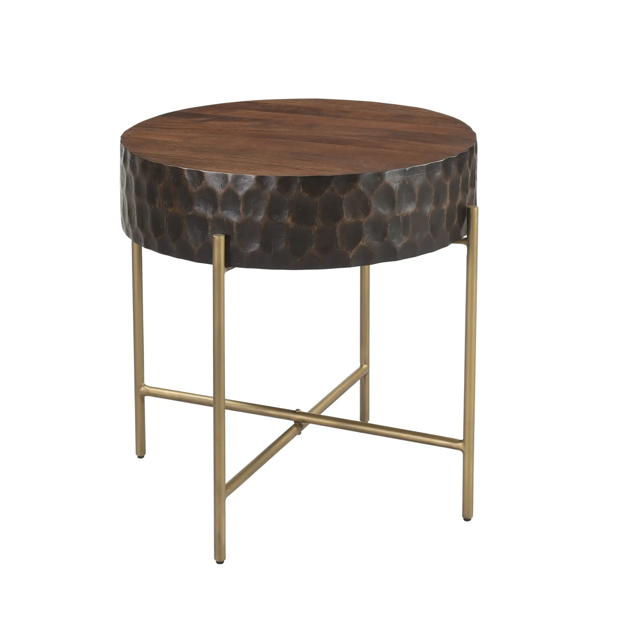 Santa Cruz Antique Bronze and Brown End Table-1