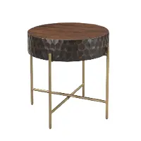 Santa Cruz Antique Bronze and Brown End Table