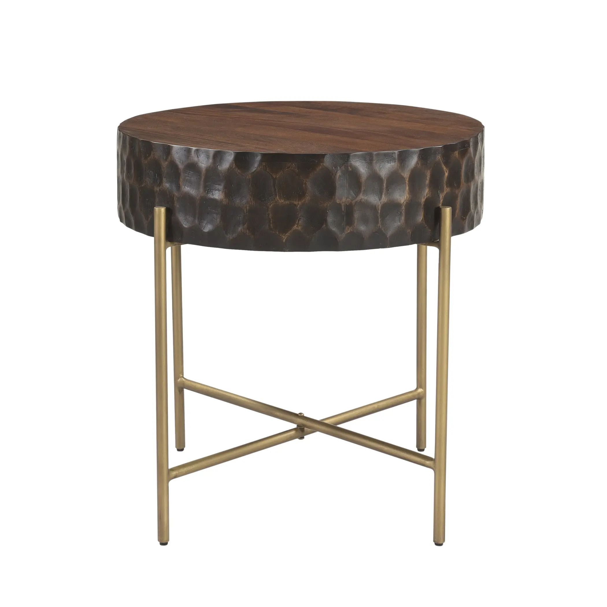 Santa Cruz Antique Bronze and Brown End Table-2