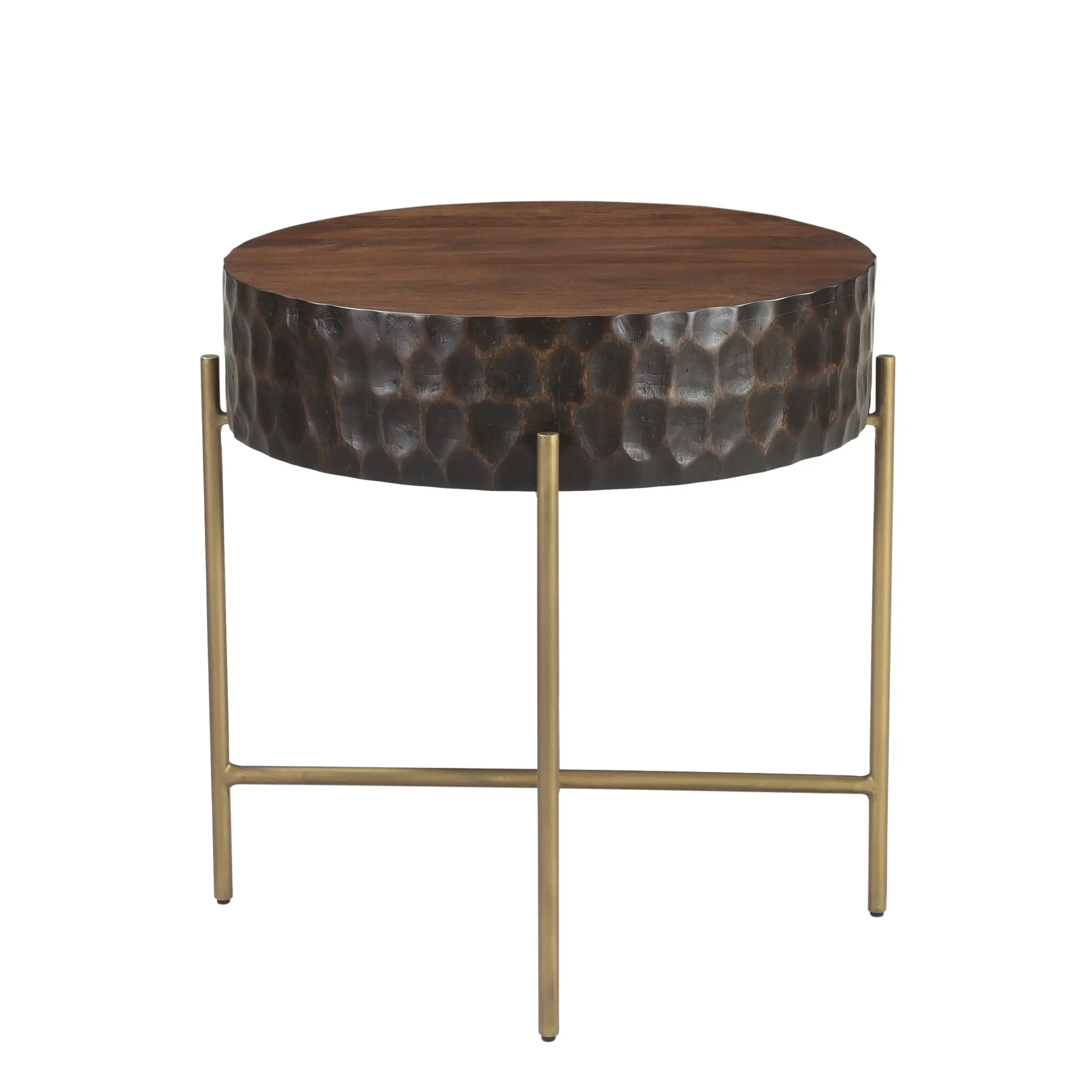 Santa Cruz Antique Bronze and Brown End Table-3