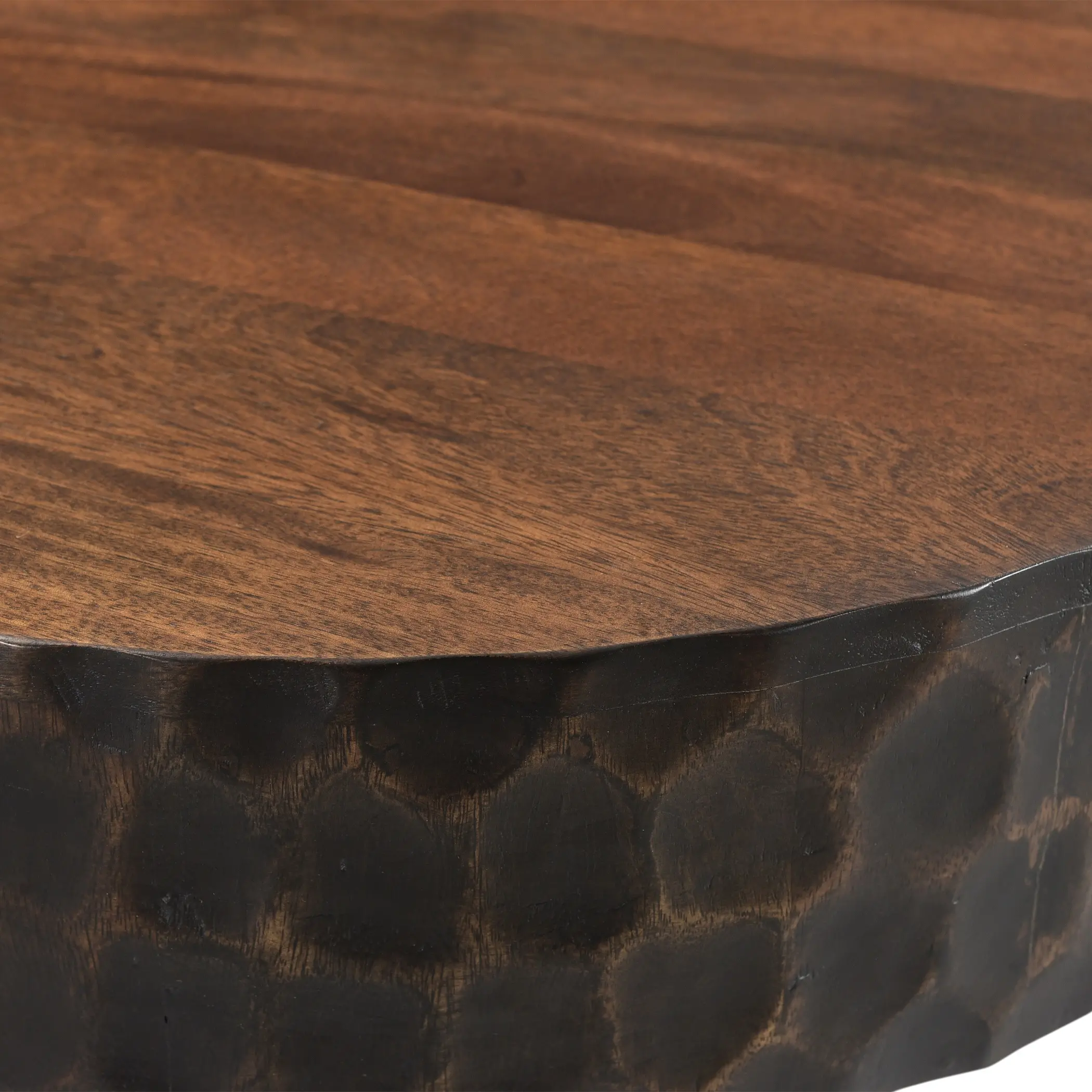 Santa Cruz Antique Bronze and Brown End Table-5