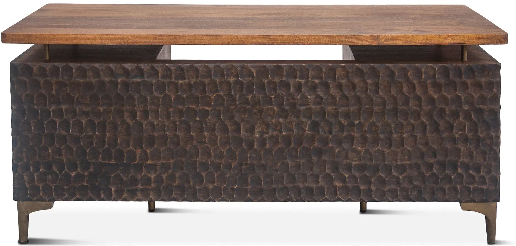 Santa Cruz Antique Bronze and Brown Office Desk-1