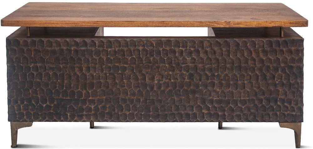 Santa Cruz Antique Bronze and Brown Office Desk