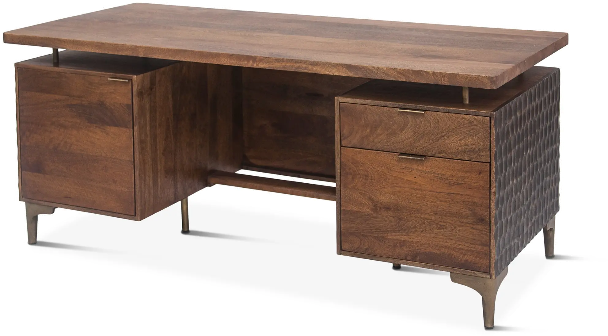 Santa Cruz Antique Bronze and Brown Office Desk-4