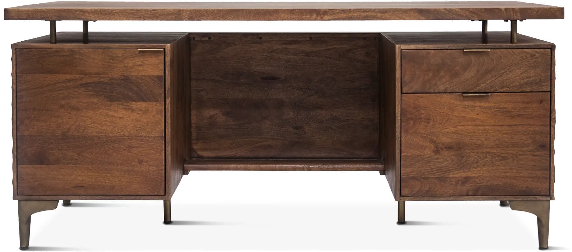 Santa Cruz Antique Bronze and Brown Office Desk-5