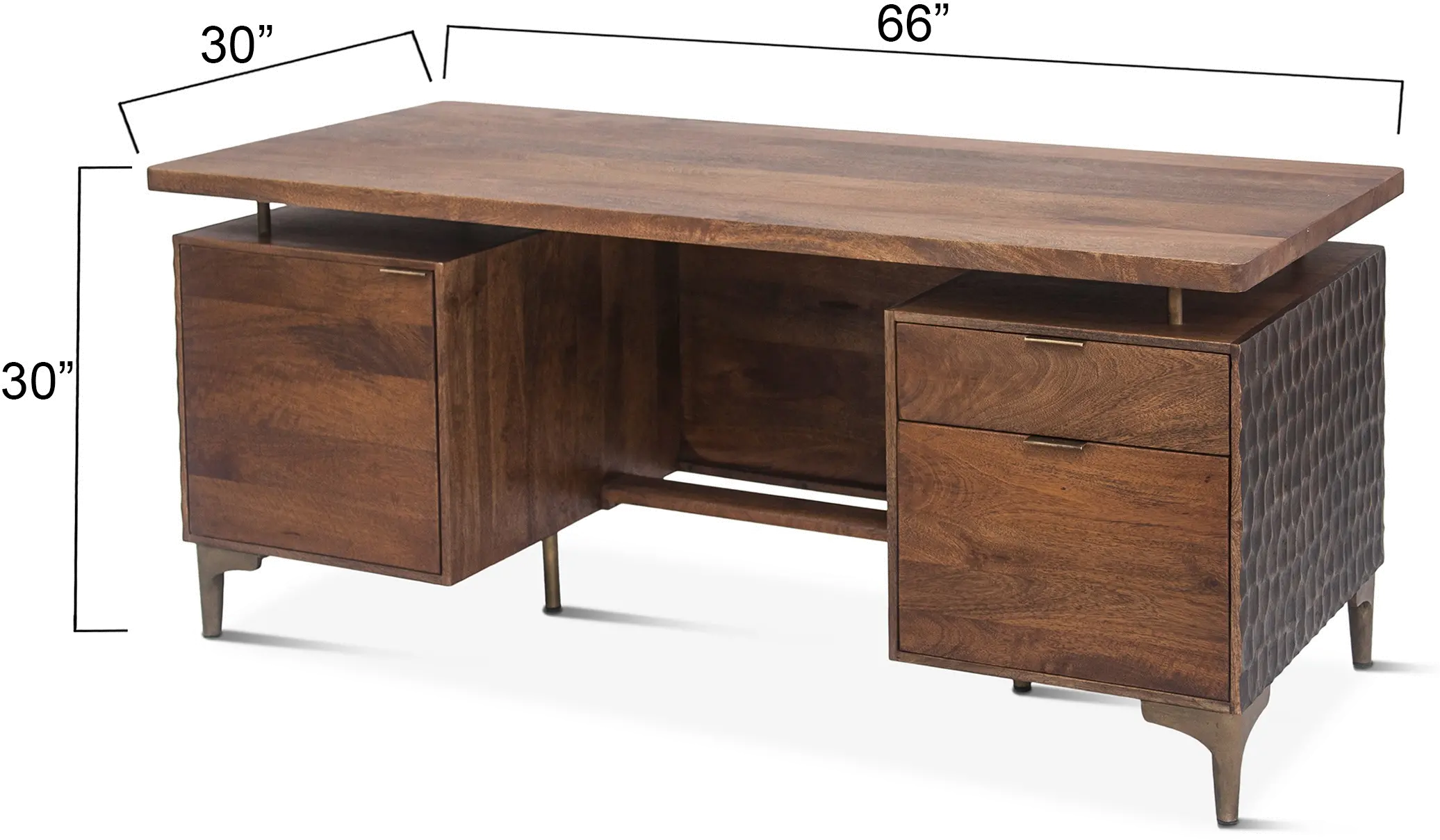 Santa Cruz Antique Bronze and Brown Office Desk-3