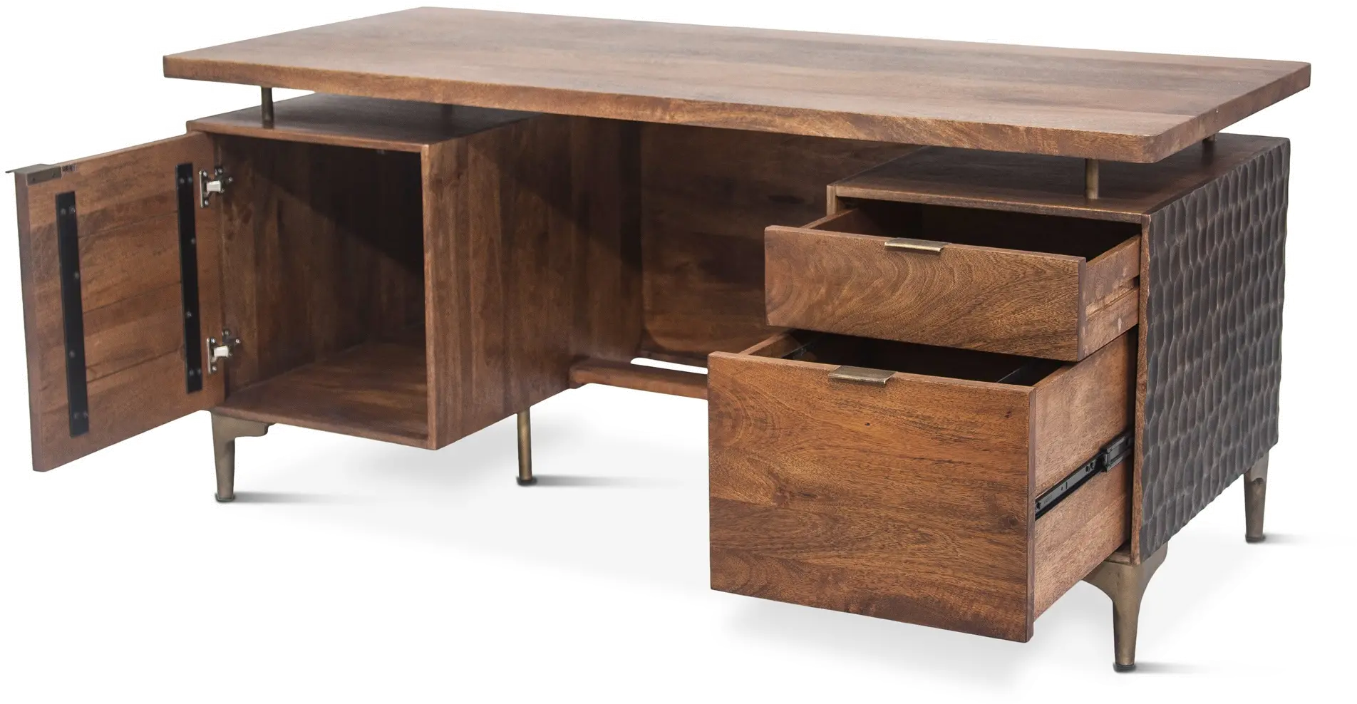 Santa Cruz Antique Bronze and Brown Office Desk-7