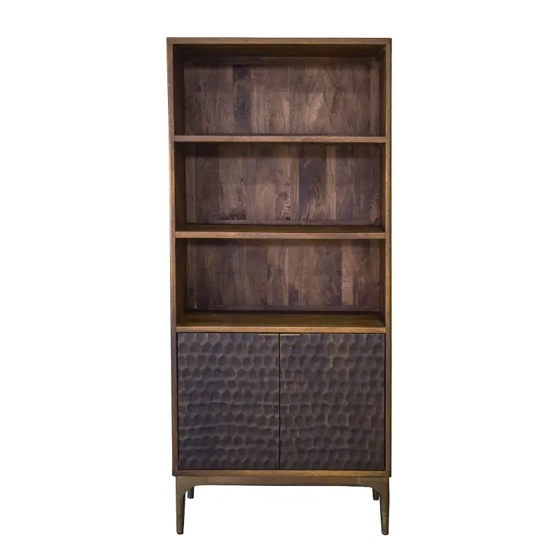 Santa Cruz Antique Bronze and Brown Bookcase