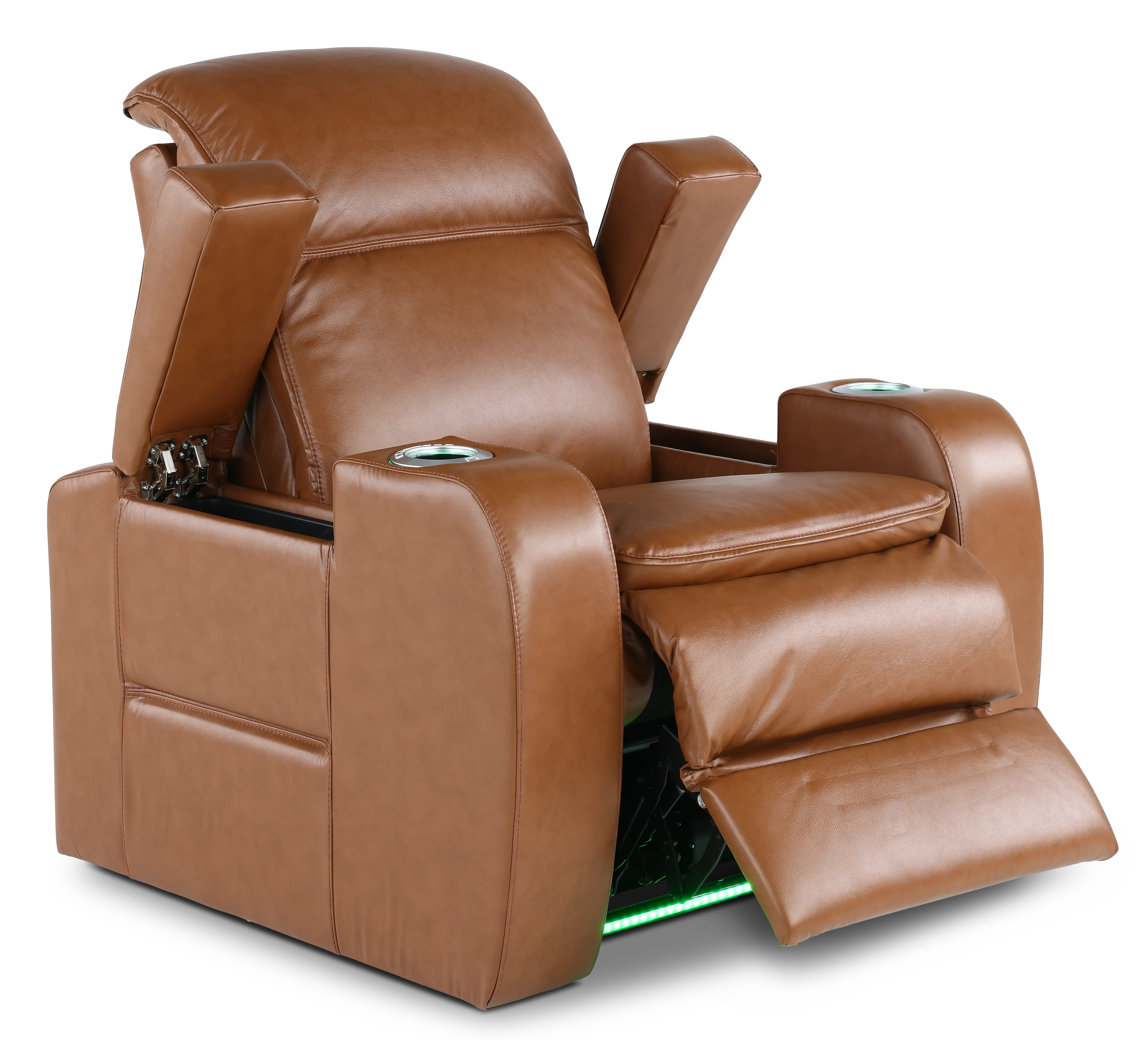 Vertex Sahara Brown Leather Power Recliner-6
