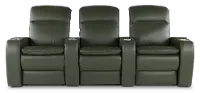 Vertex Basil Green Leather 3 Piece Power Reclining Home Theater Set