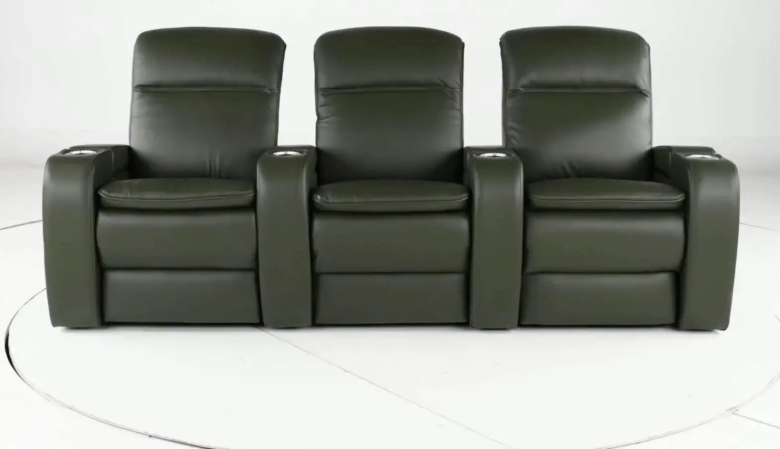 Vertex Basil Green Leather 3 Piece Power Reclining Home Theater Set-5