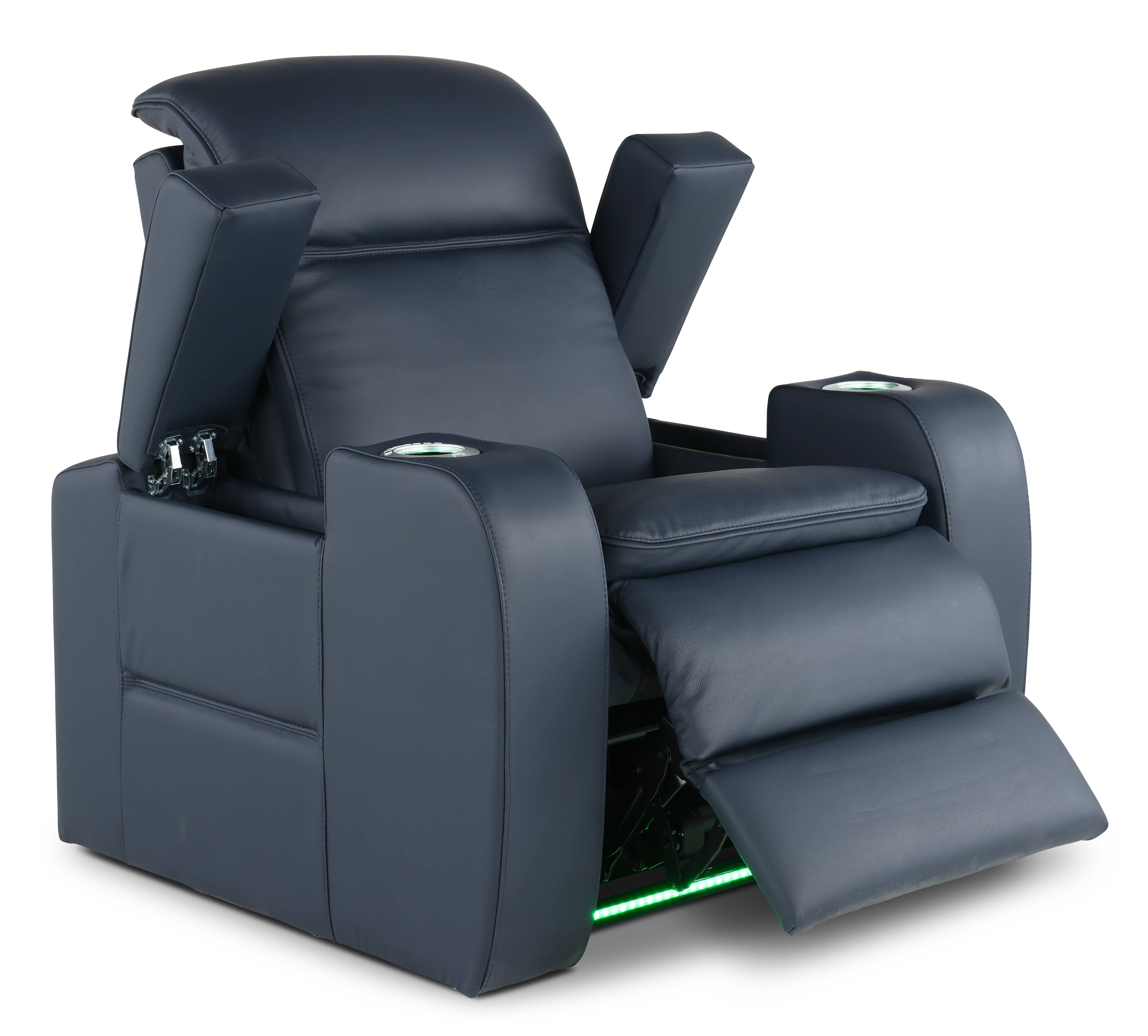 Vertex Atlantic Blue Leather Power Recliner-6