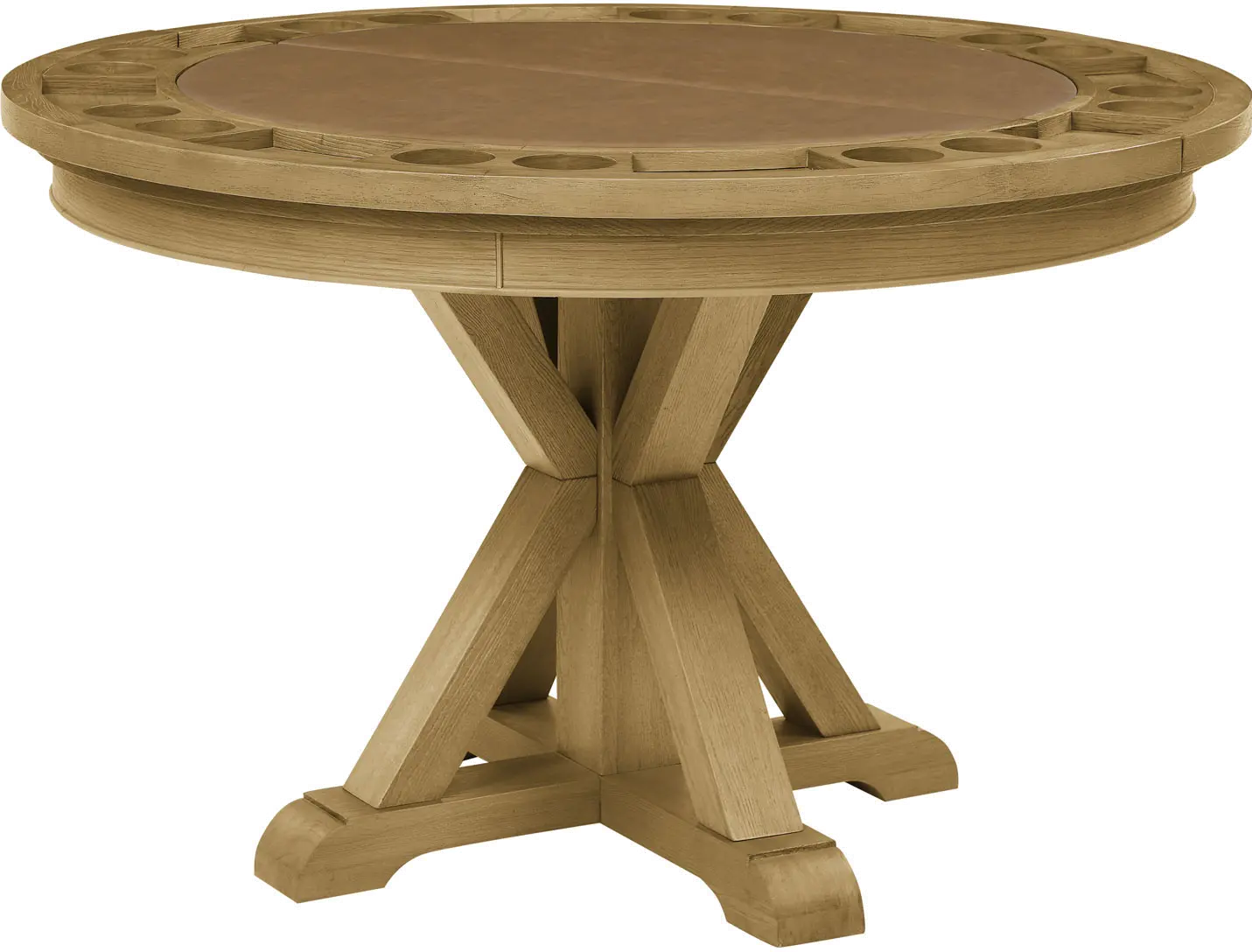 Rylie Sand 48  Round Game Table with Folding Game Top-1
