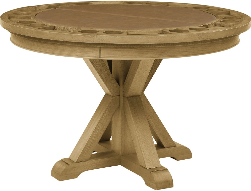 Rylie Sand 48" Round Game Table with Folding Game Top