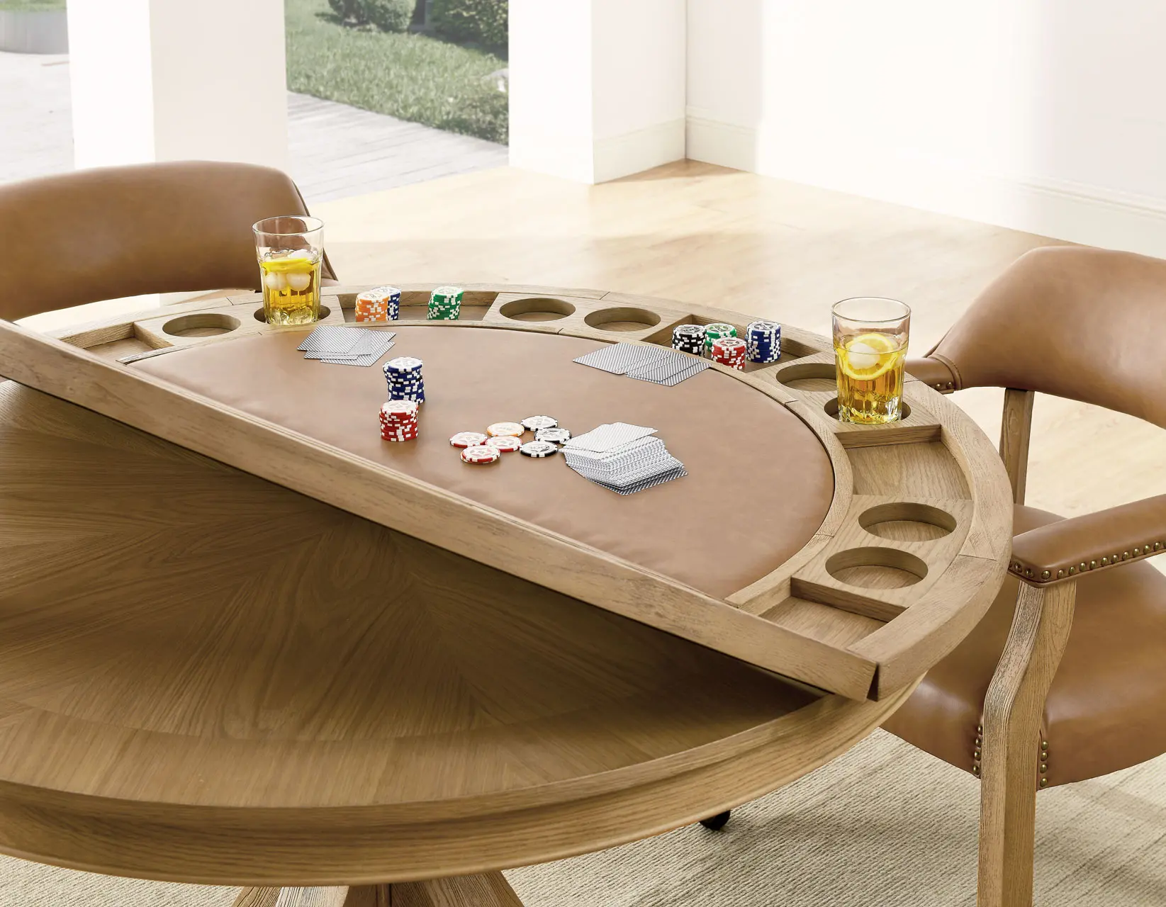 Rylie Sand 48  Round Game Table with Folding Game Top-2