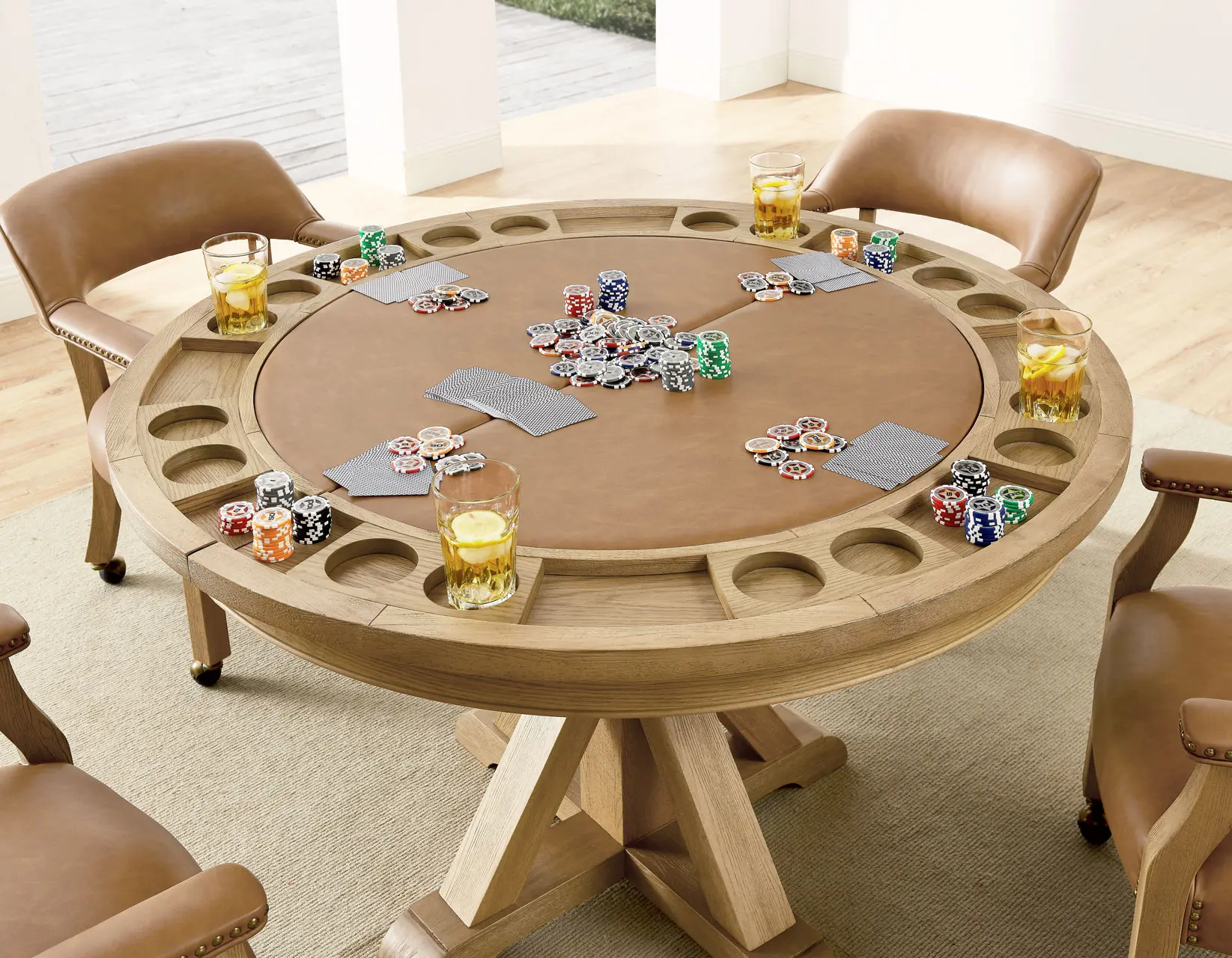 Rylie Sand 48  Round Game Table with Folding Game Top-5