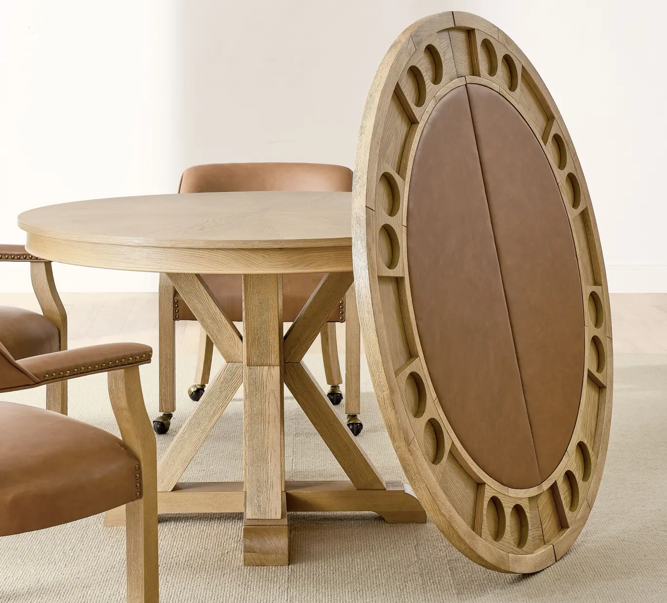 Rylie Sand 48  Round Game Table with Folding Game Top-6